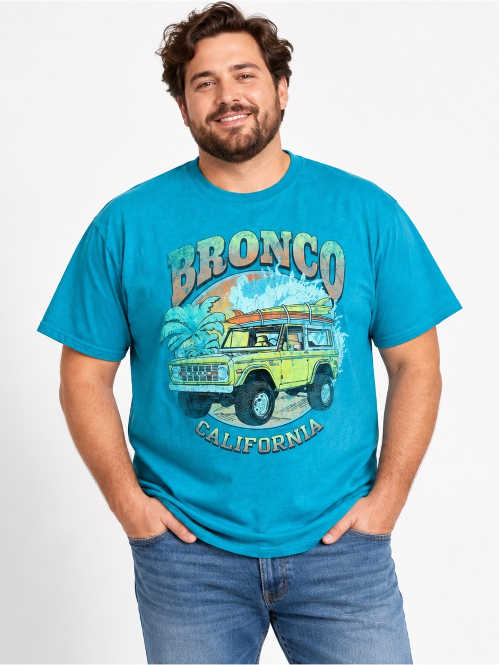 Ford Bronco Graphic T Shirt Size XL California Short Sleeve Teal